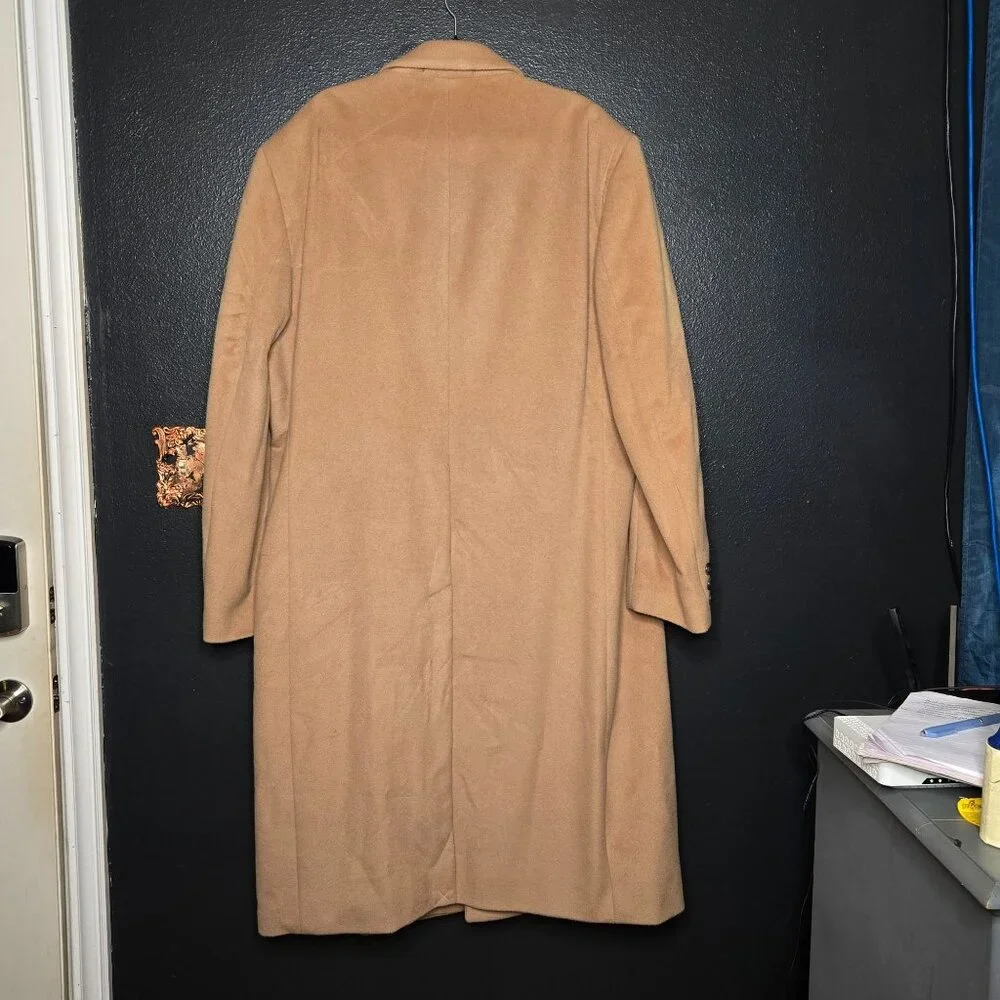 Bert Pulitzer‎ Mens Camel Wool Cashmere Blend Overcoat R50 Trench Coat Old Money